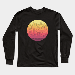 City Long Sleeve T-Shirt - Skyline by Thepapercrane